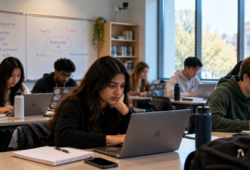 AI in Education 2026 – Students using laptops in a classroom to explore responsible AI and digital learning