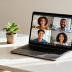 AI Laptops in 2026 showing a laptop used for a professional video meeting with remote team members.